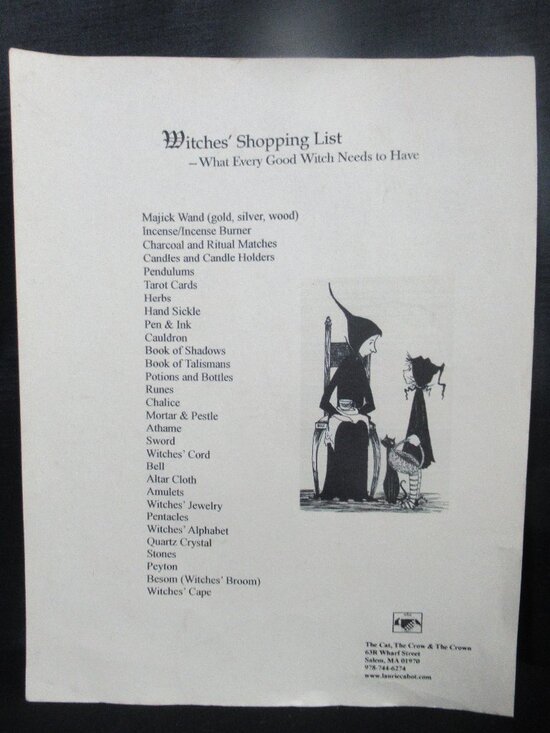Other - Original Laurie Cabot Witch Essentials List